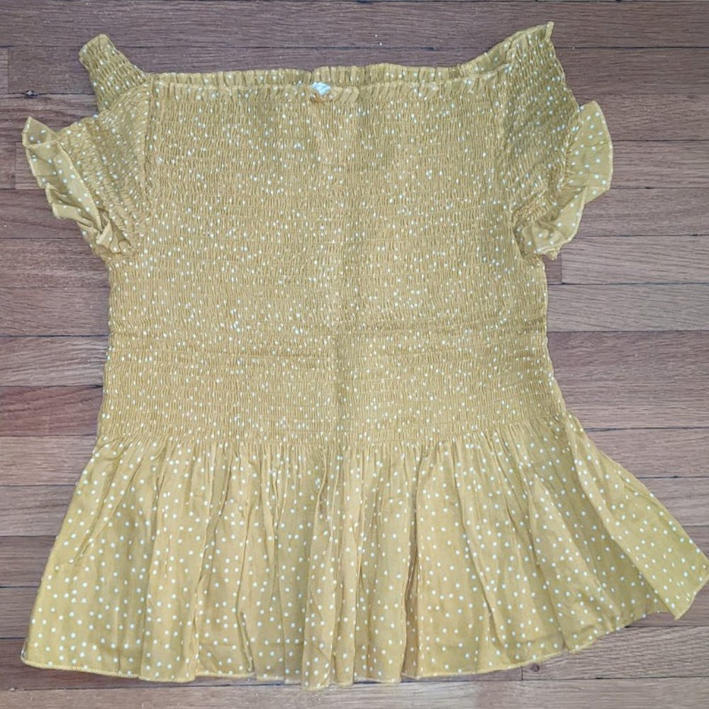 Mustard yellow off-the-shoulder top